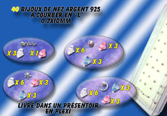 lot de 40 bijoux de nez en argent 925 a courber en l10 mm de long - models conforme a la photolivre avec presentoir en plexi