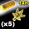 lot de 5 accessoires clipsables en or 14 k - logo cannabis - 0.03 Gr