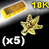 lot de 5 accessoires clipsables en or 18 k - logo cannabis - 0.04 Gr