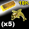 lot de 5 accessoires clipsables en or 18 k - logo dauphin - 0.07 Gr