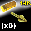 lot de 5 accessoires clipsables en or 14 k - cone - 0.13 Gr