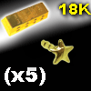 lot de 5 accessoires clipsables en or 18 k - logo etoile - 0.03 Gr