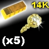 lot de 5 accessoires clipsables en or 14 k - zircon cristal serti clos 2mm- 0.04 Gr