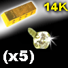Lot de 5 accessoires clipsables en Or 14 K - zircon cristal serti griffe 2mm - 0.05 Gr