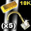 lot de 5 nostril 0.8mm en or 18 k zircon carre serti griffe 3x3 mm - 0.18 Gr