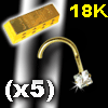 lot de 5 nostril 0.8mm en or 18 k zircon carre serti griffe 2x2 mm - 0.13 Gr