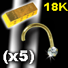 lot de 5 nostril 0.8mm en or 18 k zircon rond serti griffe 2 mm - 0.11 Gr