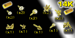 lot de 16 accessoires clipsables en or 14 k