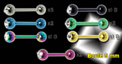 lot de 41 barbells acier anodise - 1.6x14 - boule 5 mm - strass cristal serti