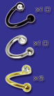 lot de 25 spirales acier et acier anodise 1.2x7 avec double boule cristal serti 3 mm