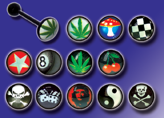 lot de 24 barbells acrylique noir 1.6x16 avec disque logo 8 mm - identique a la photo