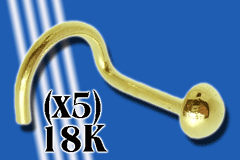 lot de 5 nostrils 0.8mm or 18k boule 1.9 mm - 0.17 Gr