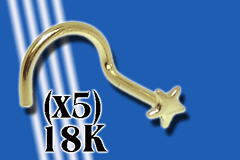 lot de 5 nostrils 8 mm or 18k - etoile