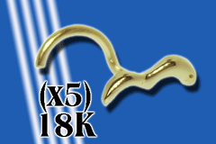 lot de 5 nostrils 8 mm or 18k - serpent - 0.22 Gr