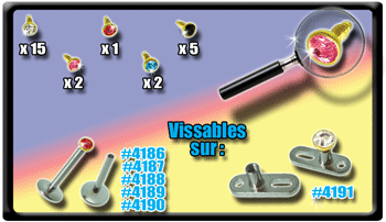 lot de 25 boules acier anodise or vissage americain 0.8mm - pour base (labret dermal, etc..) 1.2 mm externe.strass sertis 2 mm