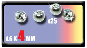 lot de 25 boules acier 1.6 x 4 mm avec cristal serti