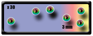 lot de 30 boules 1.2x3 mm acier anodise arc en ciel