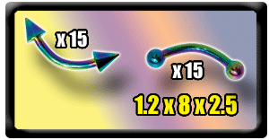 lot de 30 microbananes acier anodise arc en ciel- 1.2x8 -avec boules et cone mm