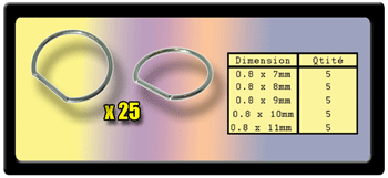 lot de 25 anneaux barre acier 0.8 mm