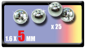 lot de 25 boules acier 1.6x5 avec strass cristal serti