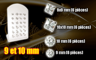 Presentoir de 24 boucle d'oreille zironc cristal griffe (12 paires) - argent 925
