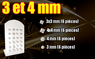 Presentoir de 24 boucle d oreille zironc cristal griffe (12 paires) - argent 925