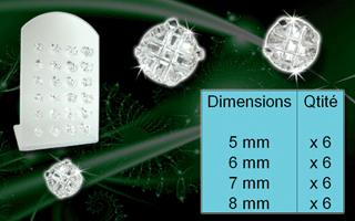 Presentoir de 24 boucle doreille zironc cristal griffe (12 paires) rond ciseles - argent 925 -