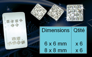 Presentoir de 12 boucle d oreille strass cristal griffes (6 paires) - argent 925 - chaque piece est compose de plusieurs petitis strass griffes pour un maximum d eclat