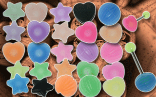 lot de 25 fourreaux en silicones pour boules 5 et 6 mm - barbell 1.6 x 16 acier 31l inclus - modeles selon photo