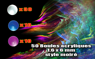 lot de 50 boules acryliques 1.6 x 6 mm - style moire.