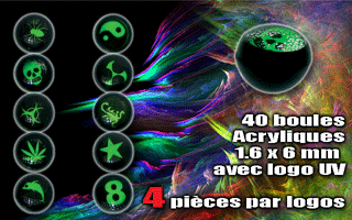 lot de 40 boules acryliques logo uv . couvercle acrylique translucide - 1.6 x 6 mm