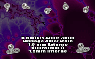 lot de 5 boules acier 3 mm - vissage americain 1.6 mm externe equivalent a 1.2 mm interne