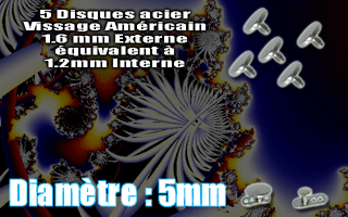 lot de 5 disques acier 5 mm - vissage americain 1.6 mm externe equivalent a 1.2 mm interne