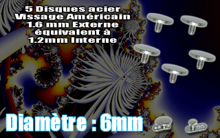 lot de 5 disques acier 6 mm - vissage americain 1.6 mm externe equivalent a 1.2 mm interne