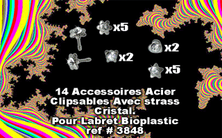 lot de 14 accessoires acier avec strass cristal sertis. pour labret bioplastic