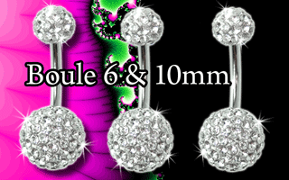 lot de 3 bananes light strass cristal 1.6x10 - boules 6 et 10 mm - exclusif !!! revetement acrylique translucide evitant la chute des strass.