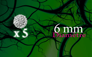 lot de 5 boules light strass - diametre 6 mm . revetement acrylique translucide evitant la chute des strass.