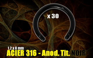 lot de 30 circulaires 1.2 x 8 mm - acier 316 anodise noir - sans boules