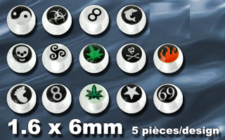 70 boules acrylique translucide 1.6 x 6 mm - 5 pieces par models - identiques a la photo - logo sous couvercle acrylique