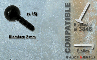 5 boules acier 316 anodise noir - diametre 2 mm - clipasbles sur labret bioplastic et bioflex