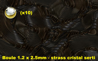 lot de 10 boules 1.2 x 2.5 mm avec strass cristal. acier 316 andonise or