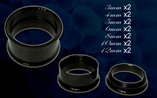 lot de 14 flesh tunnel vissable acier anodise noir