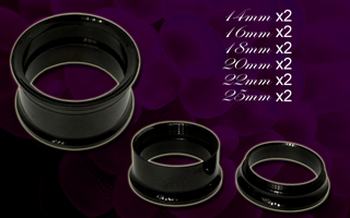 lot de 12 flesh tunnel vissable acier anodise noir -