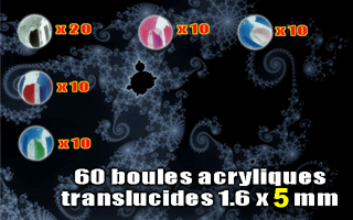 60 boules acryliques translucides 1.6 x 5 mm
