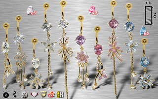 lot de 10 bananes rodium plaque or 3 microns. zircon sertis griffes (pas de collage). barre 1.6mm et boule 5 mm acier anodise or.