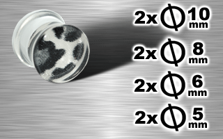 lot de 8 plugs acryliques leopard - film photographique pris dans la masse