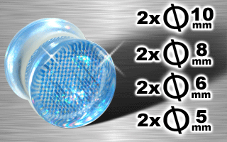 lot de 8 plugs acryliques hologram - film photographique pris dans la masse