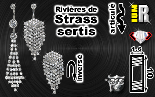 lot de 3 bananes acier 1.6x10 avec riviere de strass sertis en rodium - identique a la photo. dont une banane inversee