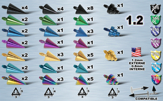 lot de 58 accessoires cone et pyramides acier 316 l anodises vissage americain 1.2 (externe) 0.8 (interne) verifiez les references compatibles !!!