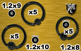 lot de 15 bcr acier anodise tit noir 1.2